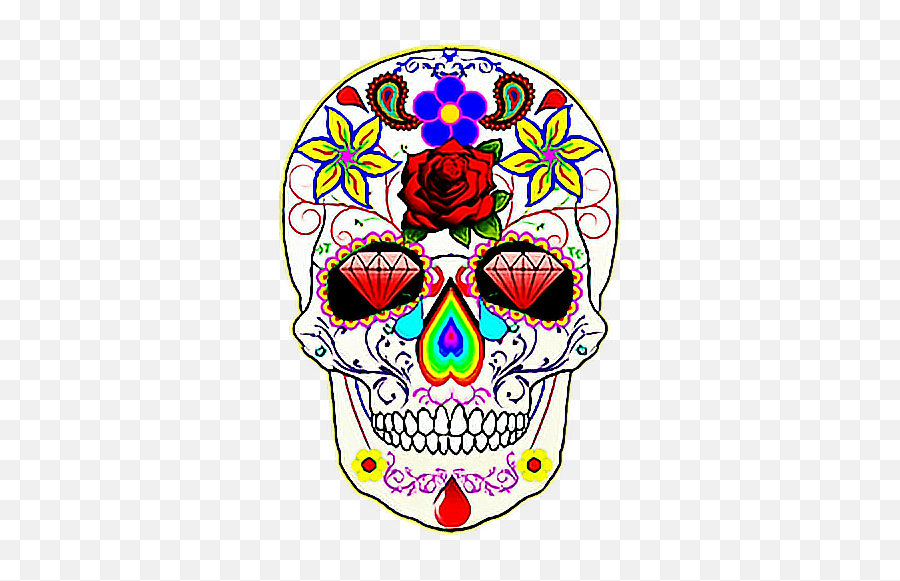Sugar Skull Skull Colorful Celebration - Sugar Skull Gift Tag Emoji,Sugar Skull Emoji