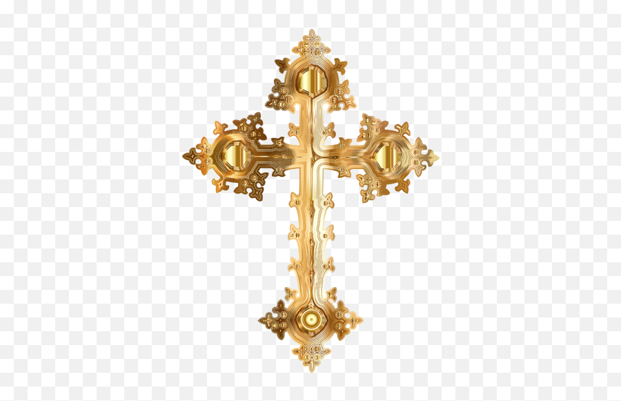 Golden Ornate Cross - Transparent Background Cross Png Transparent Emoji,God Cross Emoji