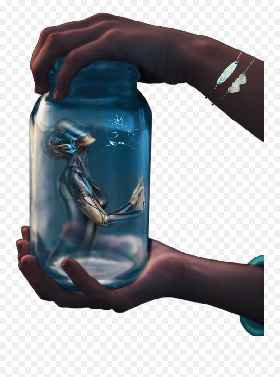 Freetoedit Jar Blue Trapped Hands Alien - Thunderstorm Emoji,Android Alien Emoji