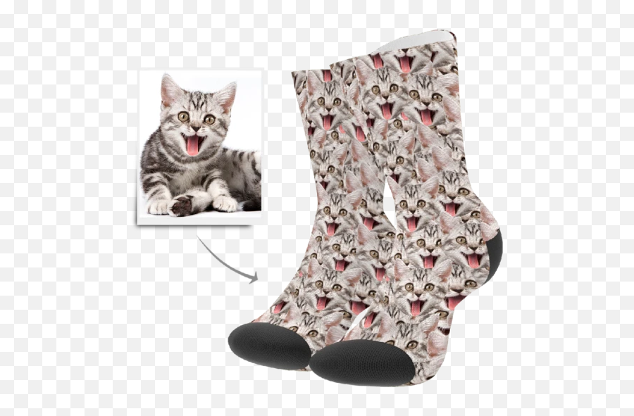 Custom Face Mash Cat Socks - Sarung Tangan Sikat Kucing Emoji,Cowboy Boot Emoji