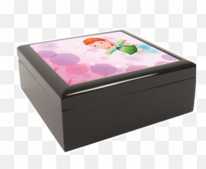 Personalized Photo 6x6 Tile Black Jewelry Box Keepsake Add your - Girly Emoji
