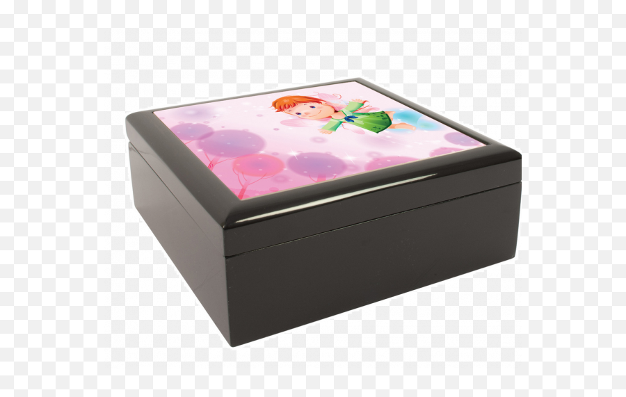 Personalized Photo 6x6 Tile Black Jewelry Box Keepsake Box Add Your Photo - Girly Emoji,Ebony Emoji
