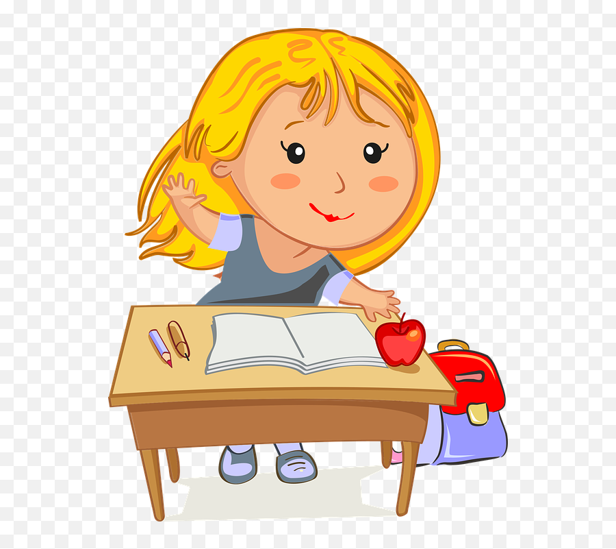 Blonde Cartoon Character - Girl At School Clipart Emoji,Desk Girl Emoji