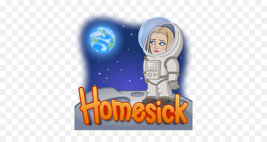 Blonde Space Girl Homesick For Her Real Home Art - Cartoon Emoji,Space Emoji