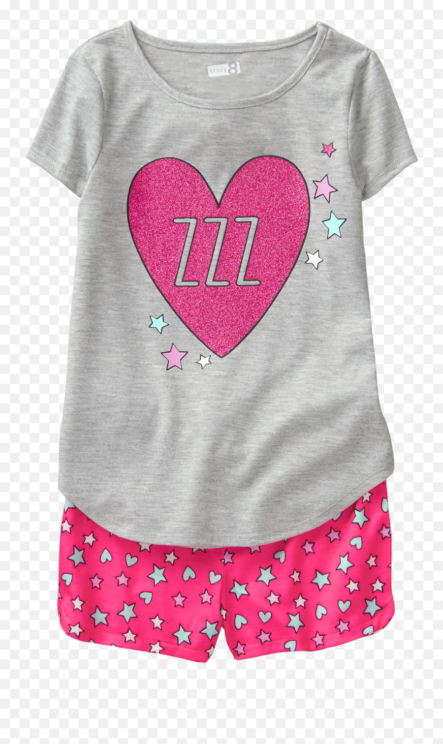 Sparkle Zzz Shortie 2 - Girls Pyjamas Png Transparent Emoji,Emoji Pajama Set