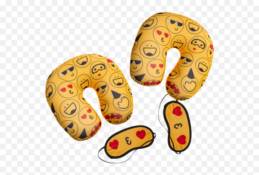 Emoji Travel Pillow Eye Mask Set - Doughnut,Cringe Emoji