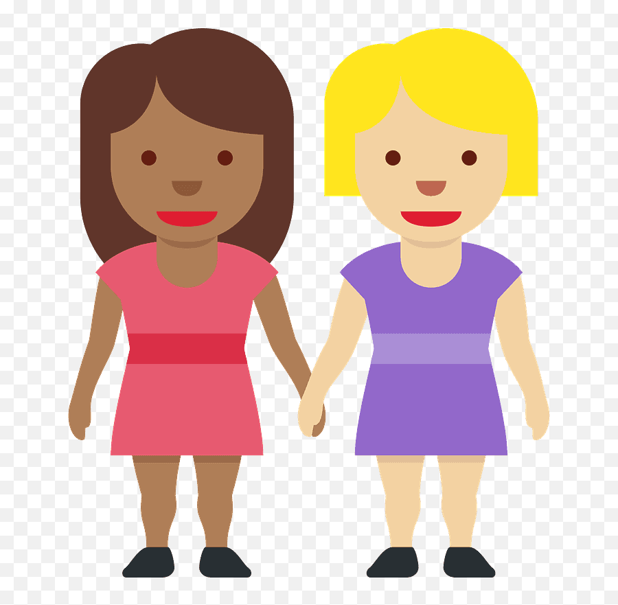 Women Holding Hands Emoji Clipart Free Download Transparent - Dibujo Animado Claro Y Oscuro,Sister Emoji