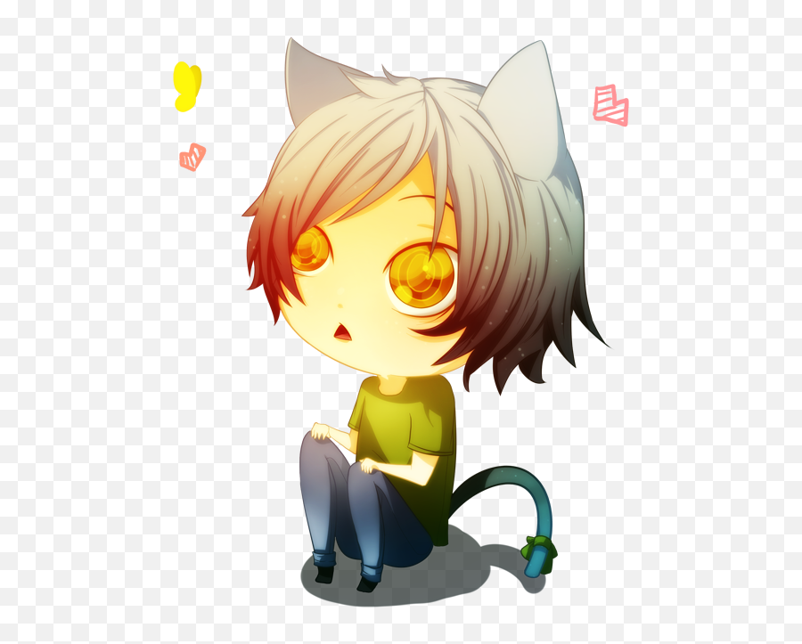 Chibi Emoji Cats Transparent Png - Chibi Cat Ears Boy,Boy Cat Emoji