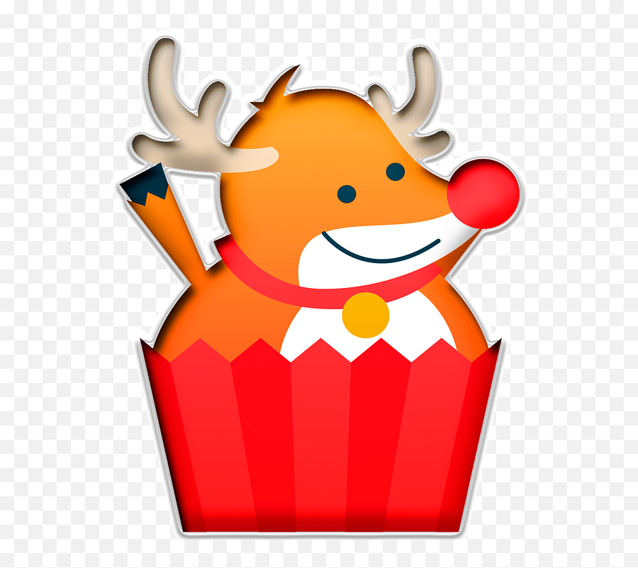 Cupcake Reindeer Christmas - Cupcake Reindeer Clipart Emoji,Santa Sleigh Emoji