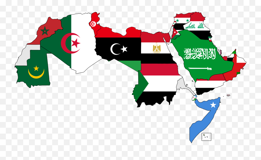 A Map Of The Arab World With Flags - Arab Countries Flag Map Emoji,Palestine Flag Emoji