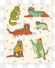 Cats Wearing Dinosaur Costumes Sticker - Cats Wearing Dinosaur Costumes Emoji,Pterodactyl Emoji