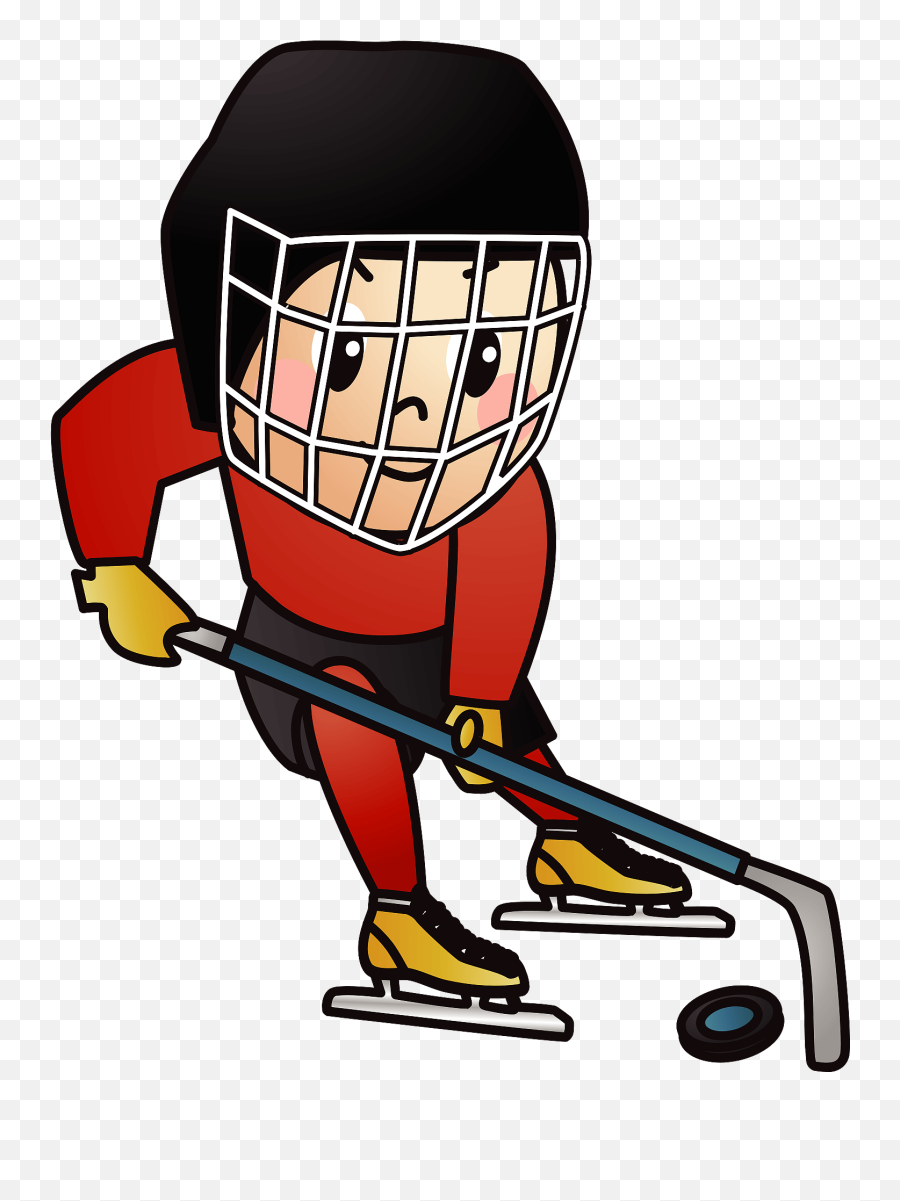 Ice Hockey Player Is Moving The Puck Clipart Free Download Emoji,Hockey Stick Emoji
