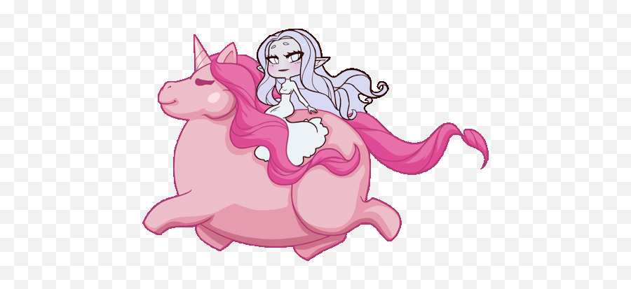 Fat Unicorn Stickers For Android Ios - Princess Riding Unicorn Gif Emoji,Unicorn Emoticons