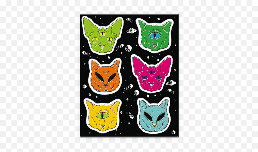 Stickers Sheets - Alien Cat Emoji,Funny Emoji Stickers
