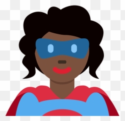 Superhero Emoji With Dark Skin Tone - Cartoon