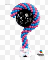 Question Marks Balloon Column with Pink or Blue Confetti Inside 36 inch - Gender Reveal Emoji