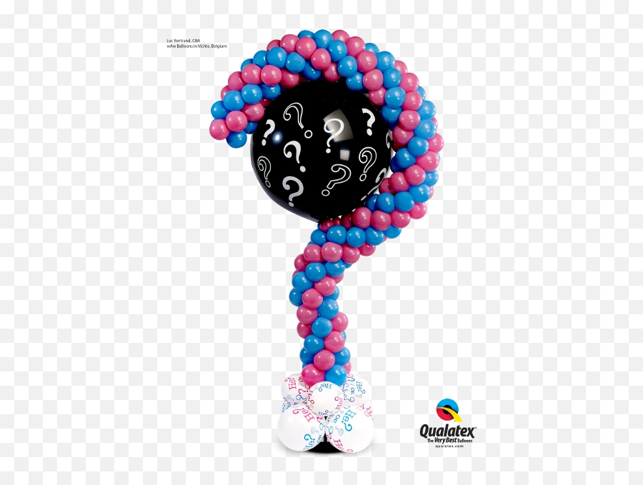 Question Marks Balloon Column With Pink Or Blue Confetti Inside 36 Inch Balloon - Gender Reveal Question Mark Balloon Emoji,Confetti Ball Emoji