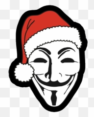Anonymous Christmas Holidays Sticker - Mask Black And White Emoji
