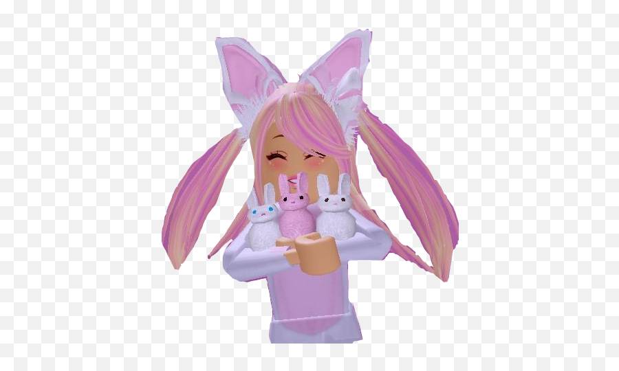Royalehigh Girl Bunny Roblox Pinknwhite - Roblox Girl Royale High Emoji,Bunny Girls Emoji