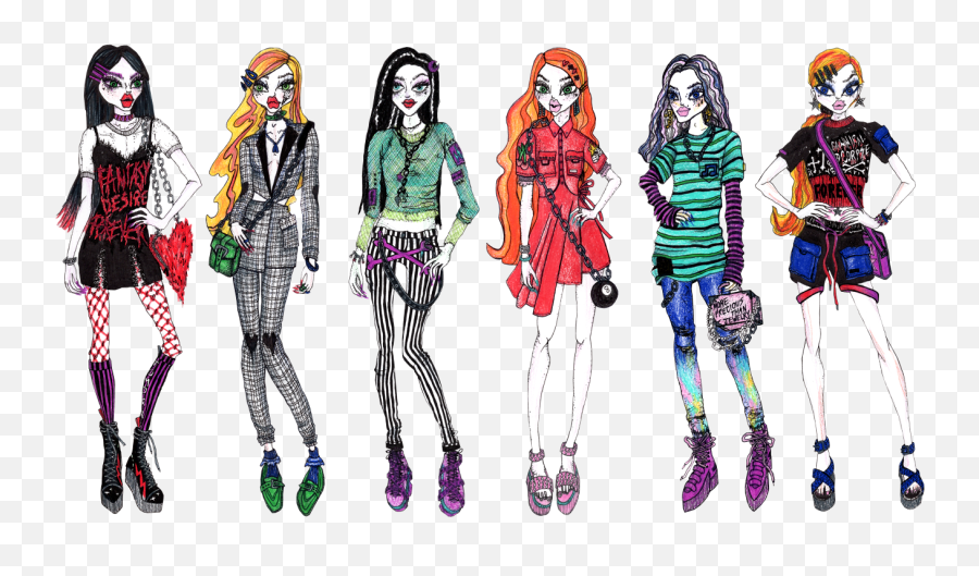 Dolls Kill Gothic Fashion Designs - Punk Fashion Illustration Emoji,Goth Emoji