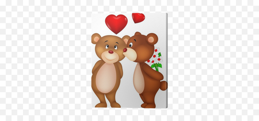 Bear Couple Kissing Canvas Print U2022 Pixers - We Live To Change Couple Teddy Bear Kiss Emoji,Smooch Emoticon
