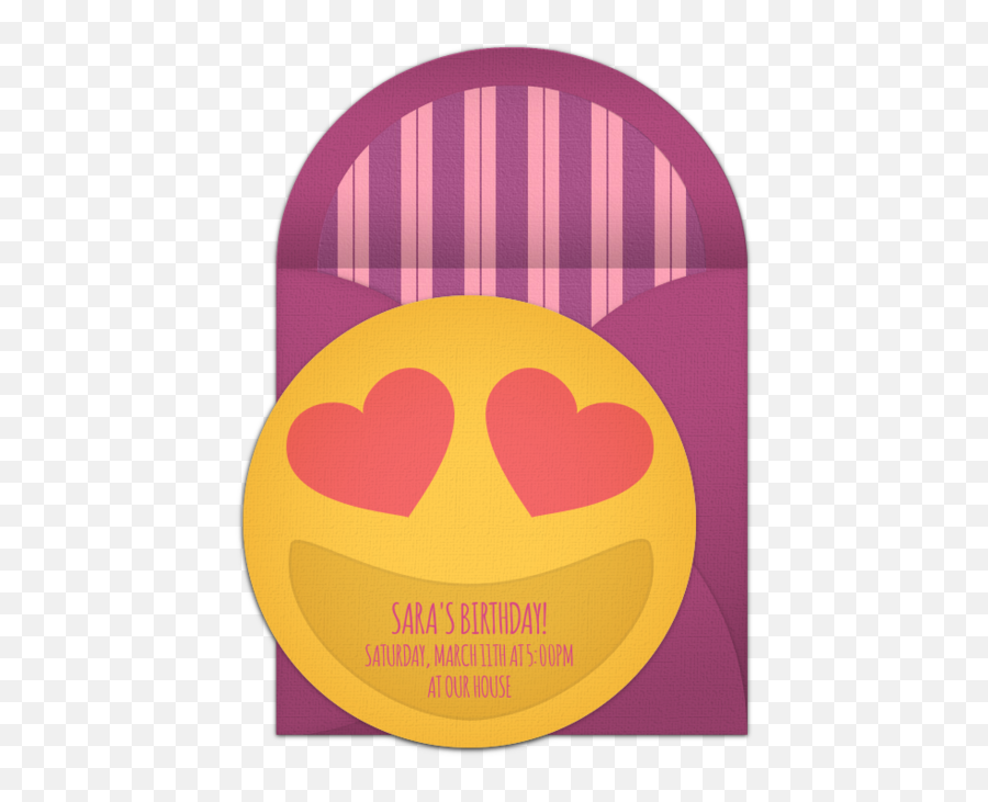 Heart Eyes Smiley Online Invitation - Online Emoji Birthday Invitations,Free Birthday Emoji