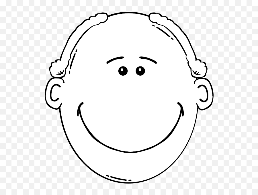 Balding Man Smiling Outline Vector Image - Angry Clip Art Black And White Emoji,Shy Emoticon