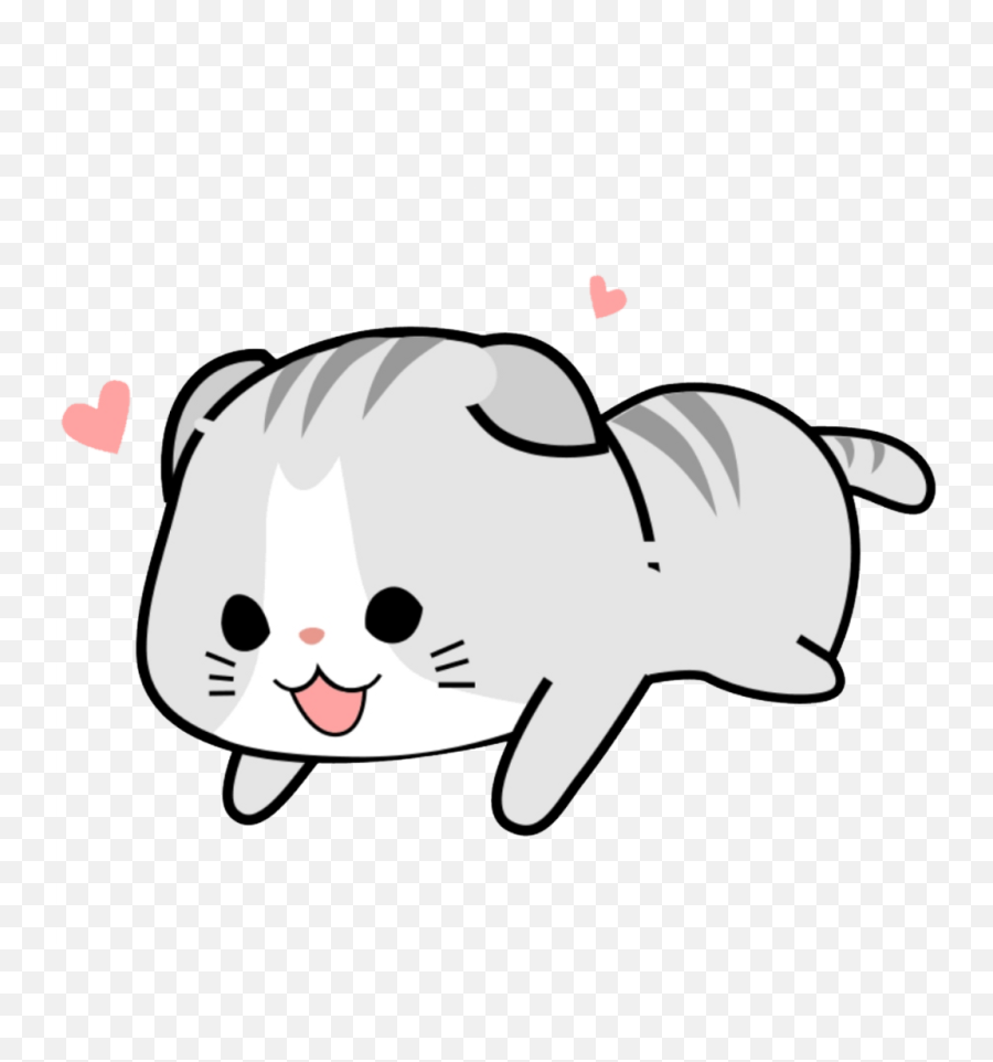 Kawaii Cute Cat Clipart Black And White - Cute Cartoon Cat Transparent Emoji,Kitty Emoticon