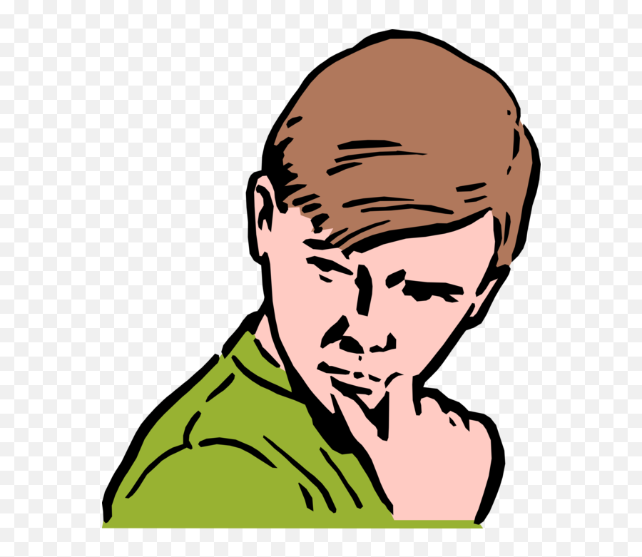 Chin Clipart Hand On Picture - Boy Thinking Clip Art Emoji,Chin Rub Emoji