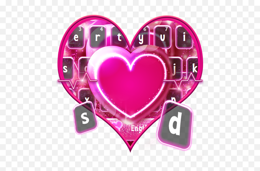 Twinkling Neon Pink Love Keyboard App - Heart Emoji,Neon Emoji Keyboard