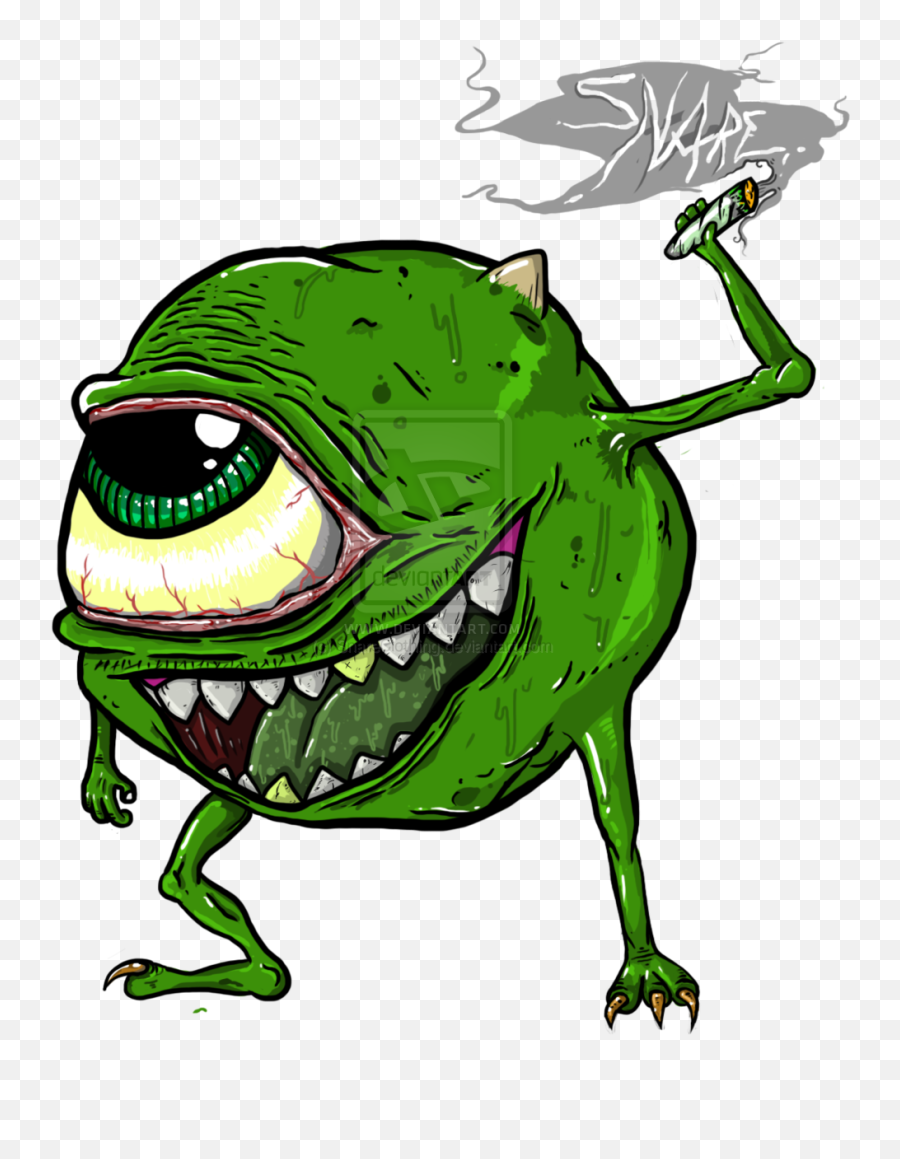 Drawing Fear Monster Transparent Png - Mike Wazowski Weed Emoji,Mike Wazowski Emoji