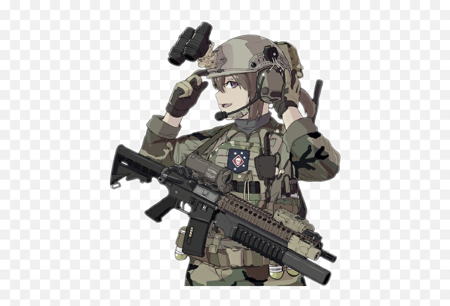 Gun Army Soldier Operator Army - Soldier Anime Girl Army Emoji,Army Soldier  Emoji - free transparent emoji 