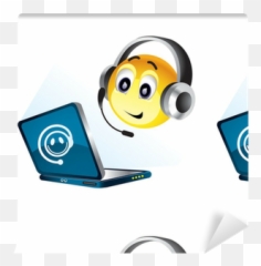 Smiley Ball Working On Their Computer Wallpaper U2022 Pixers U2022 We Live To Change - Emoji Faces With Laptop,Working Emoticon