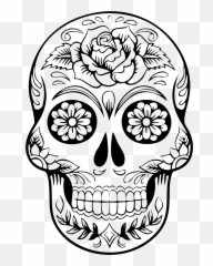 Mindfulness Drawing Sugar Skull - Sugar Skull Clipart Black And White Emoji,Sugar Skull Emoji