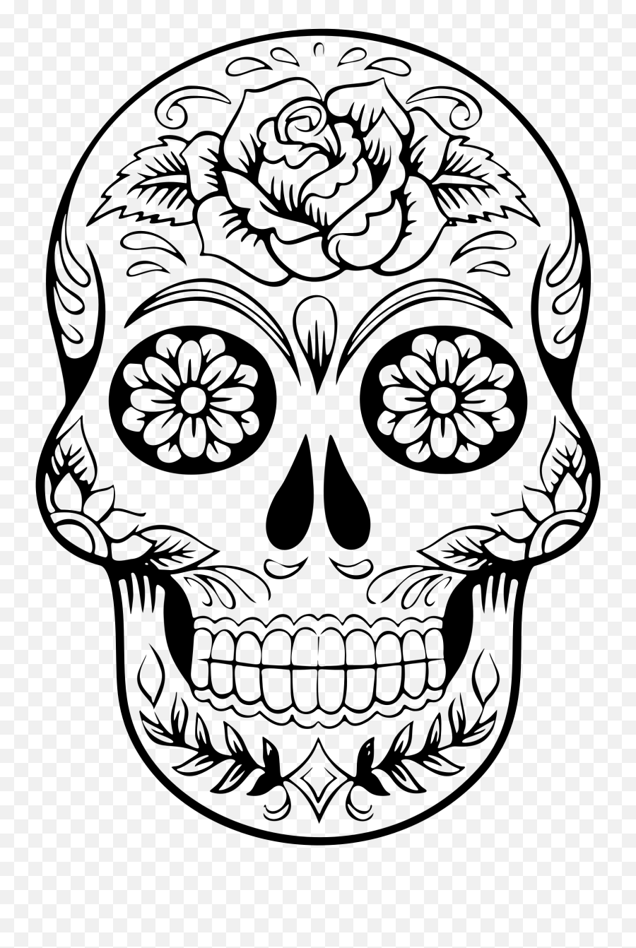 Mindfulness Drawing Sugar Skull - Sugar Skull Clipart Black And White Emoji,Sugar Skull Emoji
