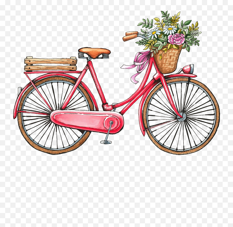 Download Bicycle Romantic Vintage Painting Watercolor - Vintage Bicycle Clipart Emoji,Bike Emoticon