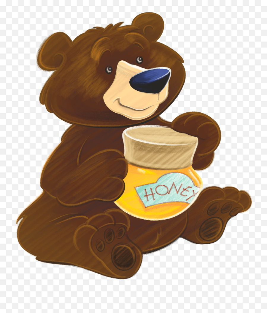 Bear With Honey Clipart - Clipart Honey Bear Cartoon Transparent Emoji,Honey Pot Emoji