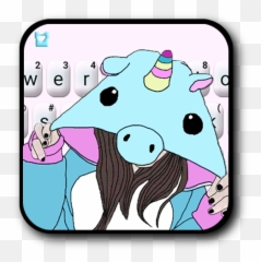 Hat Unicorn Girl Keyboard Theme - Emoji