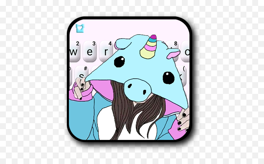 Hat Unicorn Girl Keyboard Theme - Hat Unicorn Girl Emoji,Unicorn Emoji Android