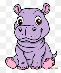 How To Draw Baby Hippo Baby Animals - Baby Hippo Drawing Emoji,Hippo Emoji