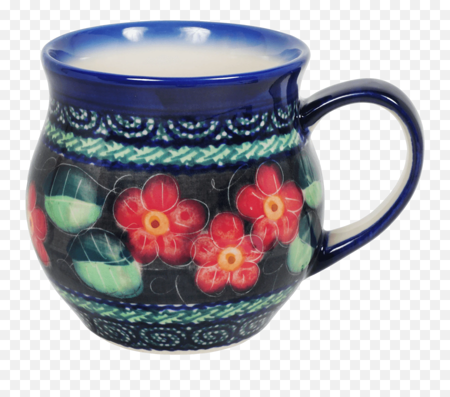 Boleslawiec Polish Pottery Bubble Pot Belly Mug 16oz Multi - Ceramic Emoji,Poland Emoji