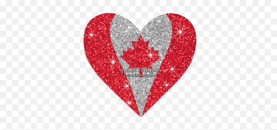 Shimmery Heart Canadian Flag Glitter Iron - Canada Flag And Glitter Emoji,Canadian Flag Emoji