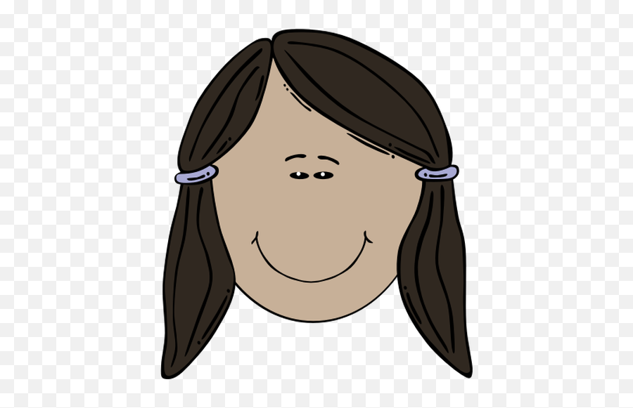 Female Face With Side Pig Tails - Black Hair Girl Cartoon Emoji,Girl Pig Emoji