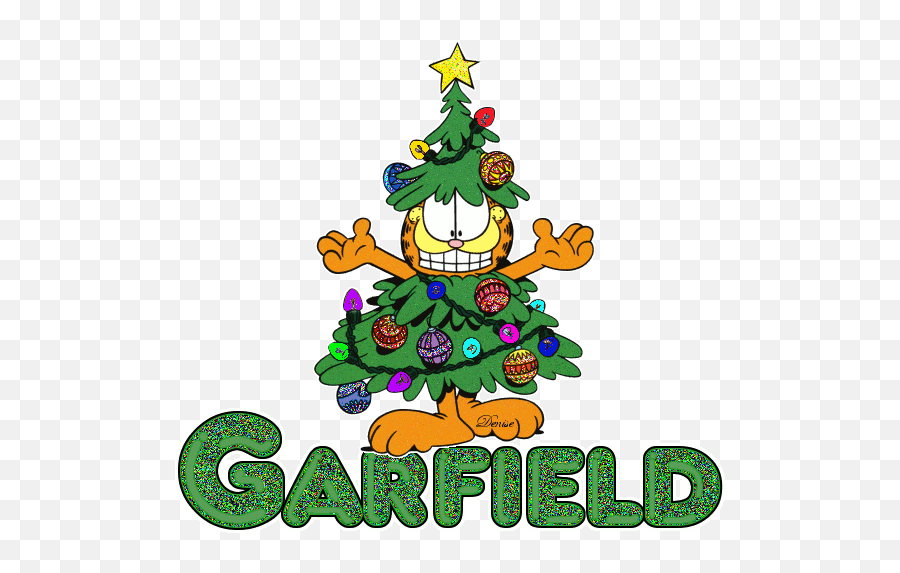 A Garfield Christmas Pinterest Tree Cartoon And Christmas - Garfield Christmas Gif Emoji,Christmas Tree Emoticon