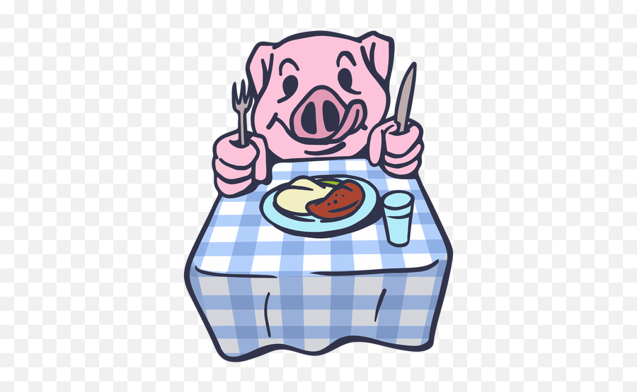 Transparent Thanksgiving Table Png Clip Art Thanksgiving - Pigs Eating On Table Cartoon Emoji,Pig Knife Emoji