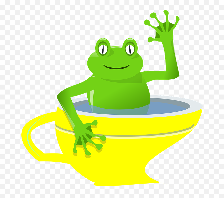 Frog Cup Waving - Vector Graphics Emoji,Frog Drinking Tea Emoji