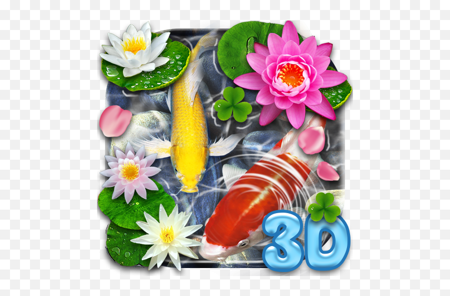 Download 3d Live Koi Fish Keyboard For - Water Lily Emoji,Samsung Phone Emoticons