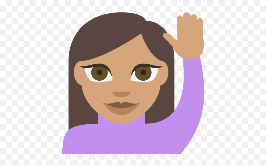 Medium Skin Tone Emoji Emoticon - Brown Hand Raising Emoji,Eyebrow Raise Emoticon