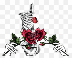Love Bones Skull Rose Dead Heart - Illustration Emoji,Dead Rose Emoji