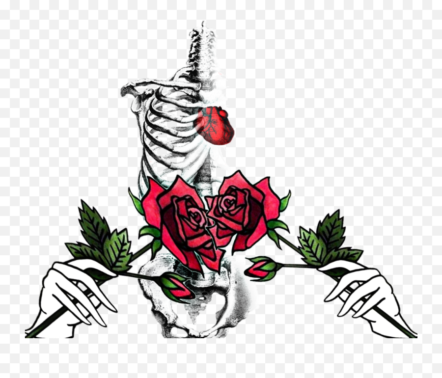 Love Bones Skull Rose Dead Heart - Illustration Emoji,Dead Rose Emoji
